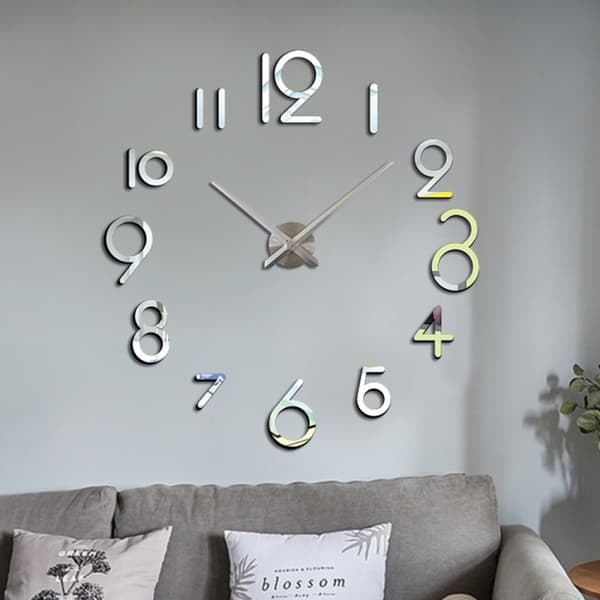 Kreativ DIY Akrylklocka Hem Digital Väggklocka (Silver)