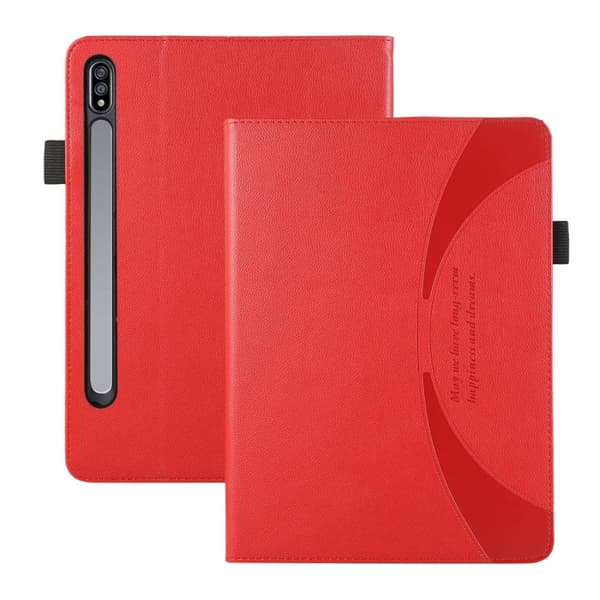 Samsung Galaxy Tab S9/S8/S7 Litchi-texturerat läderfodral Röd