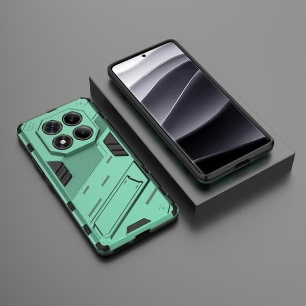 Redmi Note 14 Pro 4G - Punk Armor 2 i 1 PC + TPU Mobilskal med Ställning Grön