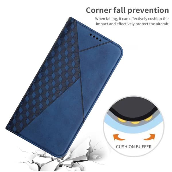 iPhone 18 Pro / iPhone 17 Pro Skal läderfodral - diamantsplicing med magnetisk känsla Blå