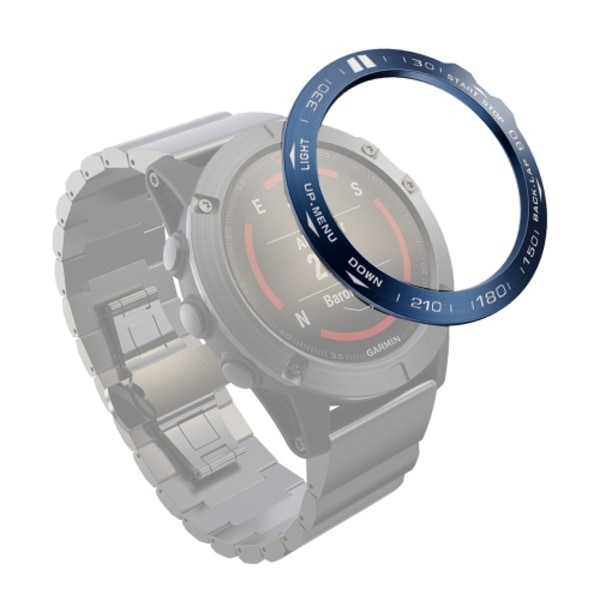 För Garmin Fenix ​​5X/5X Plus Smart Watch Stålring, B-version Blue Ring White Letter