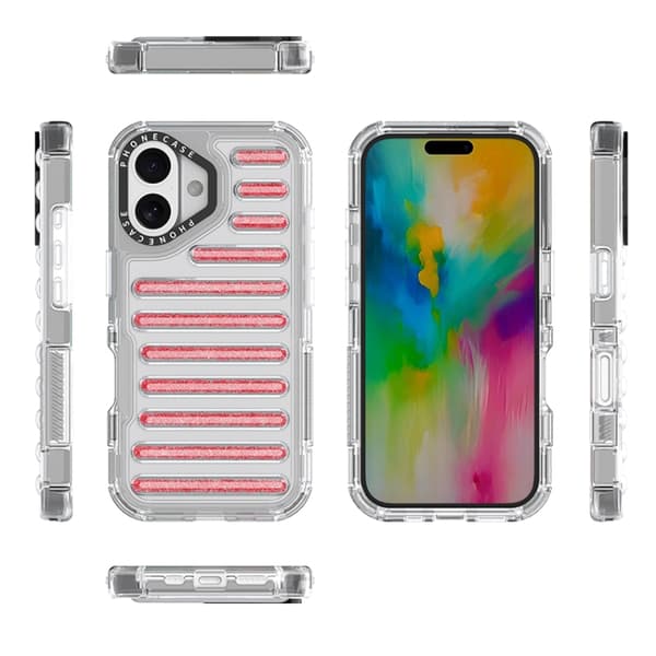 iPhone 16 Pro Skal med Kapsel Glittrande TPU Hybrid PC Luftkudde Blå
