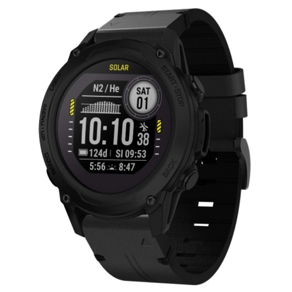För Garmin Descent G1 22mm läder stålspänne watch Black