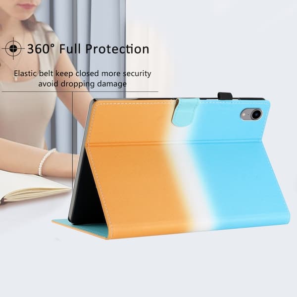 iPad Pro 11 2024 Skal i Smart Läder med Gradient Stitching Blå Orange