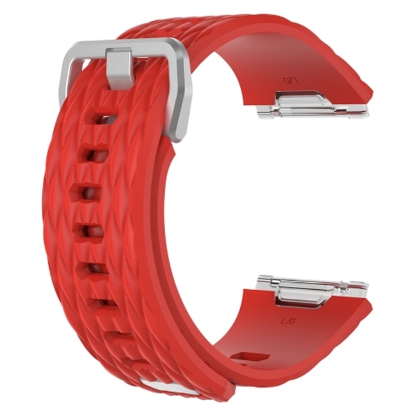 För Fitbit Ionic Dragon Scale Texture Silicone Watch Band med spänne Red L