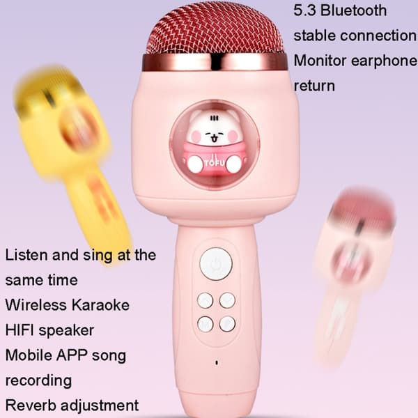 Barn Trådlös Mikrofon Bluetooth Telefon Sång Mikrofon (Gul)