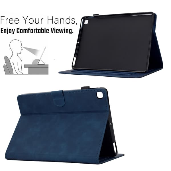 Samsung Galaxy Tab A7 Lite T220 Kattpräglat läderfodral Mörkblå