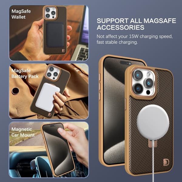 iPhone 16 Pro Kolfiber MagSafe Skal - Premium Skydd och Stil Grå
