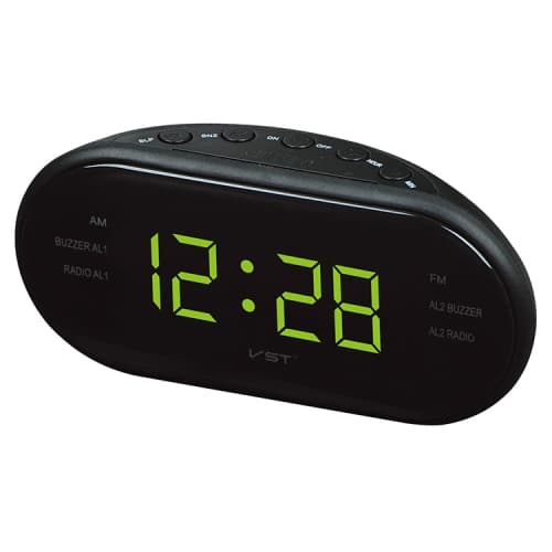 Oval Radio LED Digital Väckarklocka (Gul)