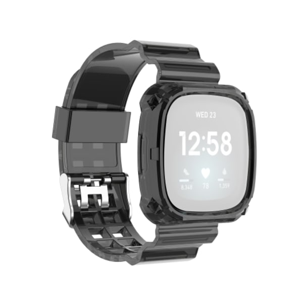 För Fitbit Versa 3 / Fitbit Sense Transparent TPU- watch i ett stycke Black