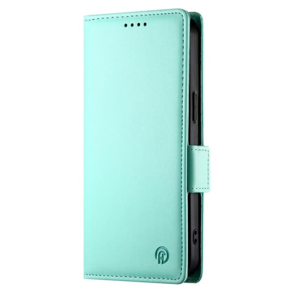 Redmi Note 14 Pro 4G - Magnetisk Frostad Läderfodral med Sidobuckle Mintgrön
