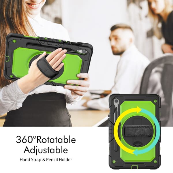 Samsung Galaxy Tab S8/S7 Silikon + PC Tabletfodral Svart+Gul Grön