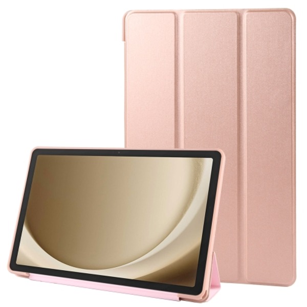 Samsung Galaxy Tab A9+ Skal i TPU Läder med Tri-fold Flip Roséguld
