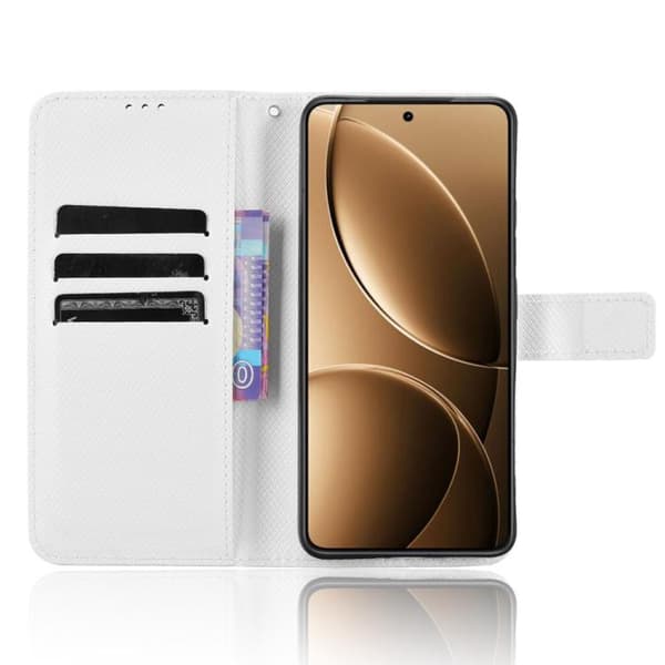 Redmi K80 / K80 Pro - Diamanttexturerat Läderfodral Vit