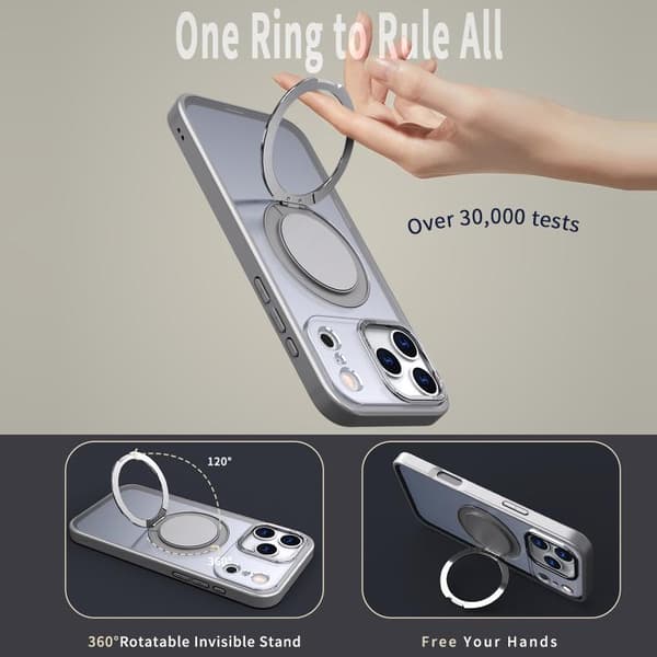 iPhone 18 Pro Max / iPhone 17 Pro Max 360-graders roterande MagSafe magnetisk skal Titangrå