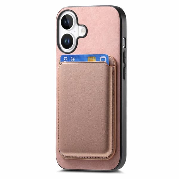 iPhone 17 Retro Magsafe Kortväska PU Bakskal Rosa