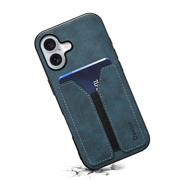 iPhone 17 Skal med elastisk kortfack - PU Blå