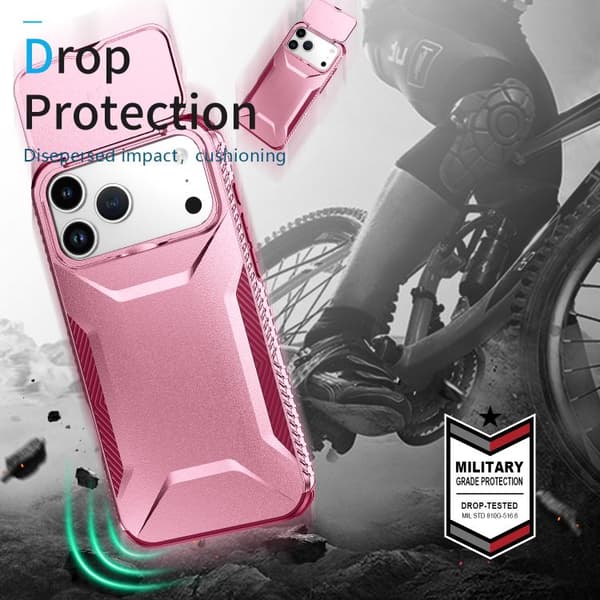 iPhone 18 Pro Max / iPhone 17 Pro Max Skal med Sliding Camshield Rosa + Rosröd