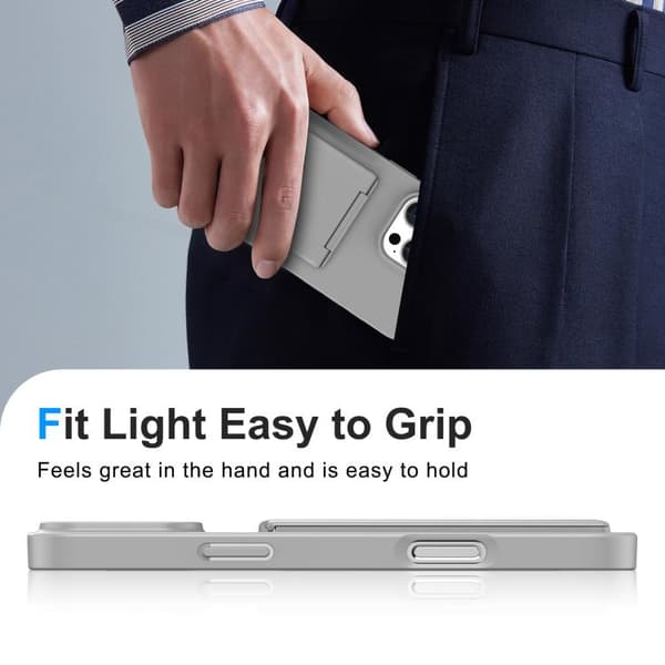 iPhone 16 Pro Shockproof Skal med Kortfack och Ställning Grå