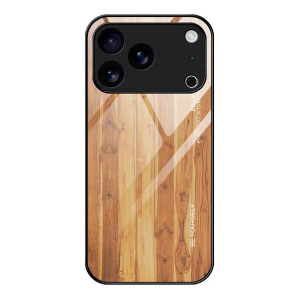 iPhone 18 Pro / iPhone 17 Pro Skal - träfärgad glasdesign Gul