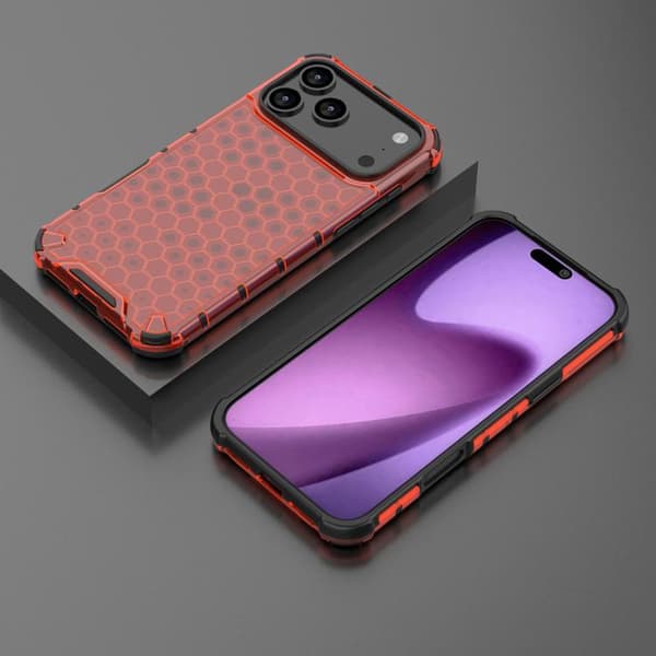 iPhone 18 Pro / iPhone 17 Pro Skal med Honungskombination och Stötskydd Röd