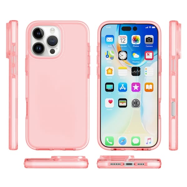 iPhone 16 Pro Skal Tvåfärgad Stötsäker Hög Transparens TPU Rosa