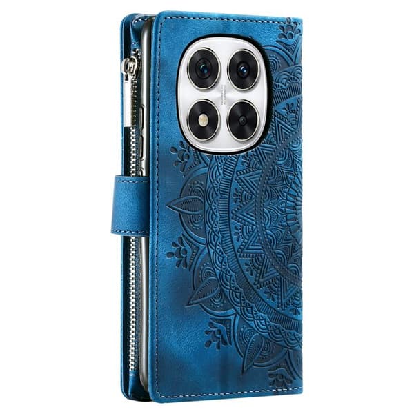 Redmi Note 14 Pro 4G - Multi-Kort Totem Dragkedja Läder fodral Blå