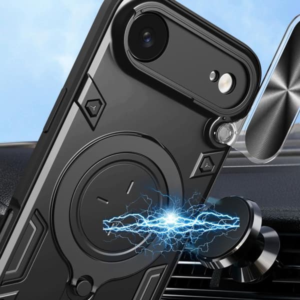 iPhone 17 Air Skal med CD-textur och magnetisk Camshield Silver