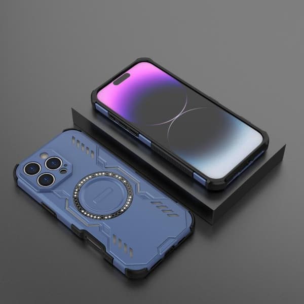 iPhone 16 Pro Max Butterfly Armor MagSafe Magnetisk Ring Stötsäker Skal Blå