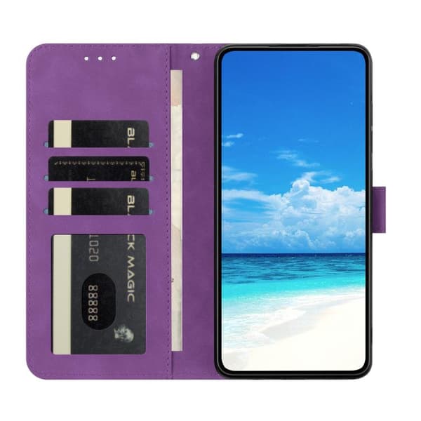 iPhone 18 Pro Max / iPhone 17 Pro Max Skal läderfodral med månbelyst fjärilsdansmönster Purpur