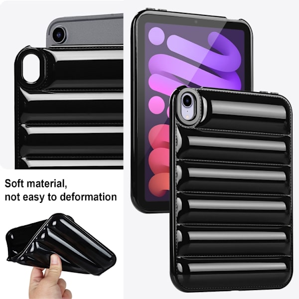 iPad mini 2024 / mini 6 Skal med Eiderdown Kudde - Stötsäker Tablet Case Svart