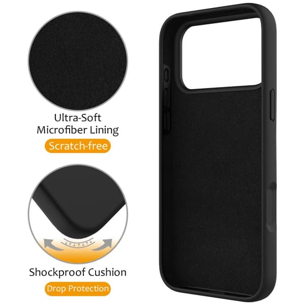 iPhone 18 Pro Max / iPhone 17 Pro Max Skal - Flytande Silikon med MagSafe Magnetisk Ringhållare Svart