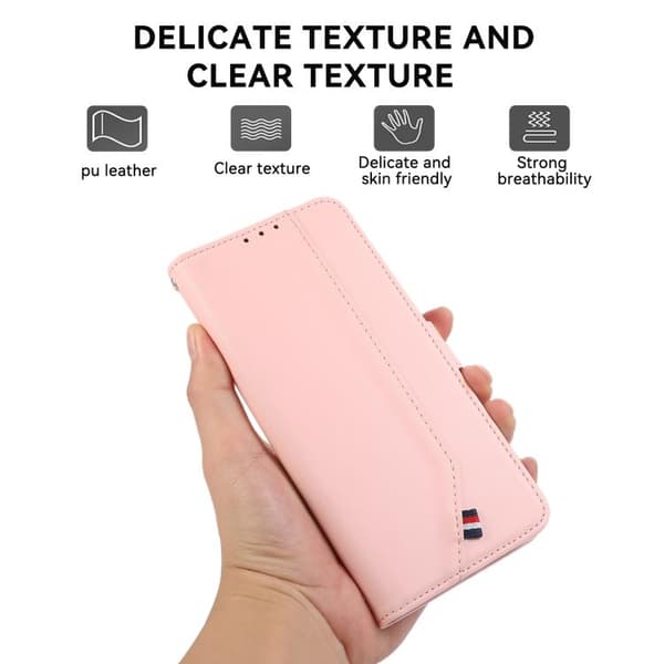 Redmi Note 14 4G - ABEEL Delikat Textur Splicing RFID Läderfodral Rosa
