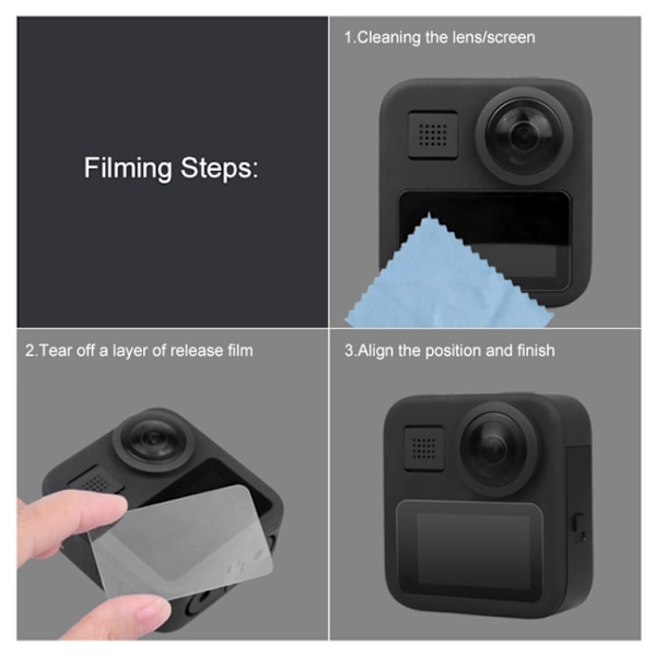 2 st skärmskydd i härdat glas för GoPro Max LCD-skärm 9H 2.5D