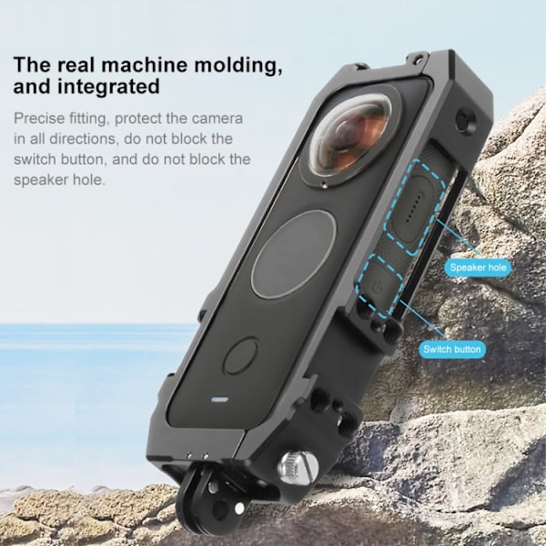 Skyddande burrigg husram med kallskofästen och magnetisk hopfällbar stativadapter för Insta360 ONE X2