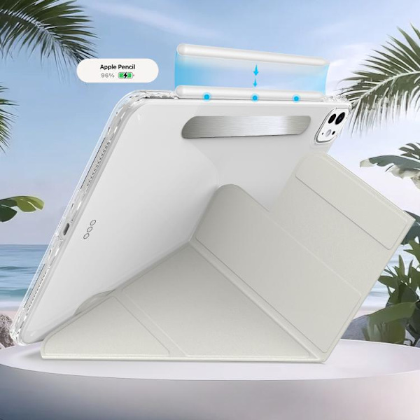 iPad Pro 11 2024 Skal - Avtagbart Bakshell Fällbart Ställ Smart Läderfodral Grå