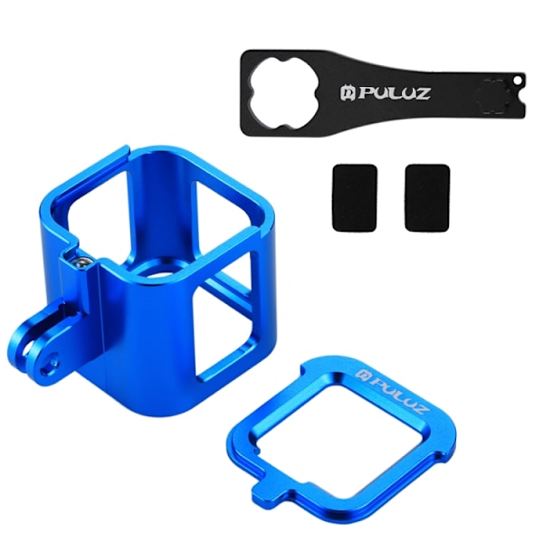 Skyddande hölje i CNC-aluminiumlegering med försäkringsram för GoPro HERO5 Session /HERO4 Session /HERO Session Blå