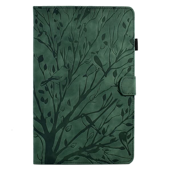 Samsung Galaxy Tab A7 Lite Fortune Tree Tryckblomma PU Fodral Grön