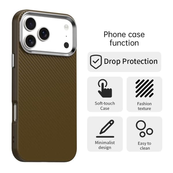 iPhone 18 Pro / iPhone 17 Pro Carbon Fiber Series Skal Brun