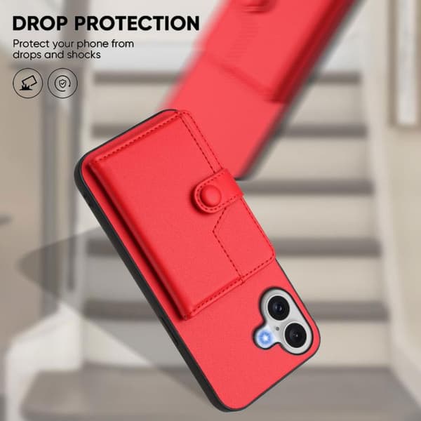 iPhone 17 Skal med RFID-säkerhet och kortfack Röd