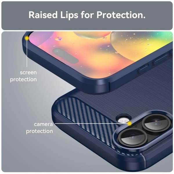 iPhone 17 Skal - Borstad Textur av Kolfiber TPU Blå
