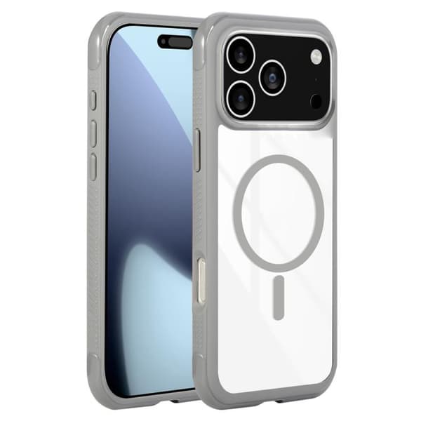 iPhone 18 Pro / iPhone 17 Pro Skal med Solid Färg och Transparent Kant, MagSafe Magnetisk Grå