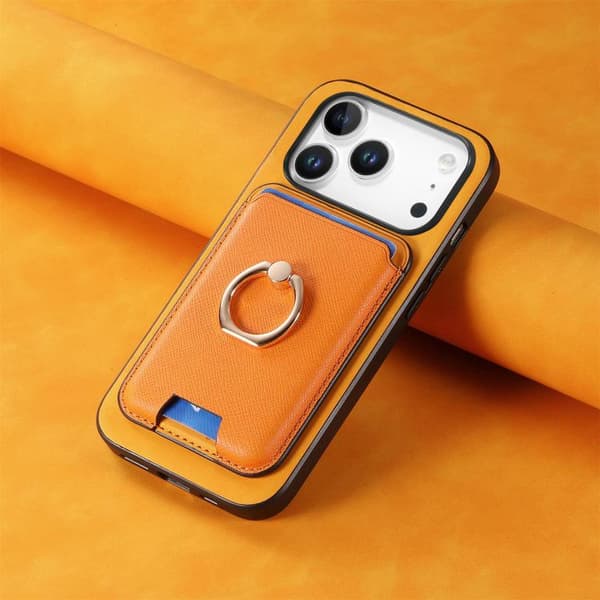 iPhone 18 Pro / iPhone 17 Pro Retro Korsläder Kortväska MagSafe Skal Gul