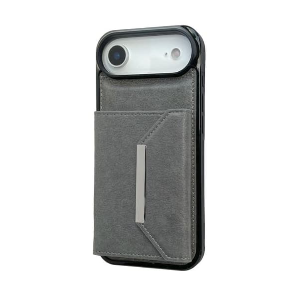 iPhone 17 Air Skal med Solid Färg och Metallspänne för Kortfack Grå