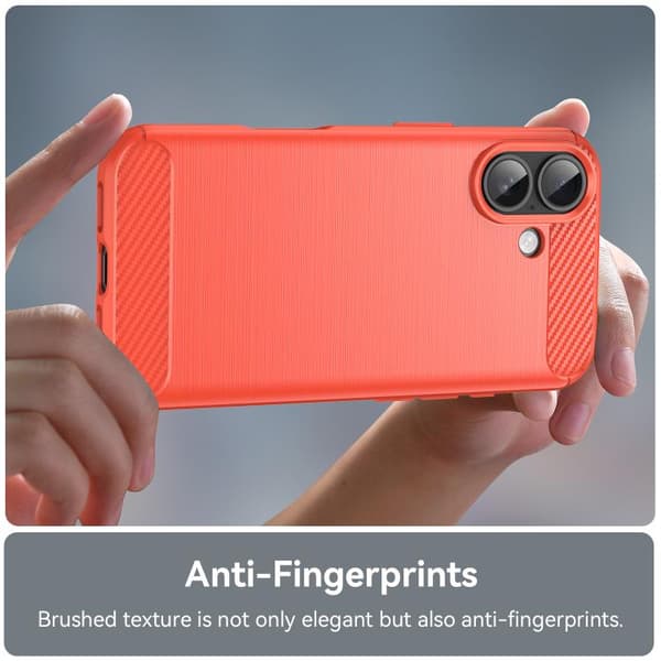 iPhone 17 Skal - Borstad Textur av Kolfiber TPU Röd