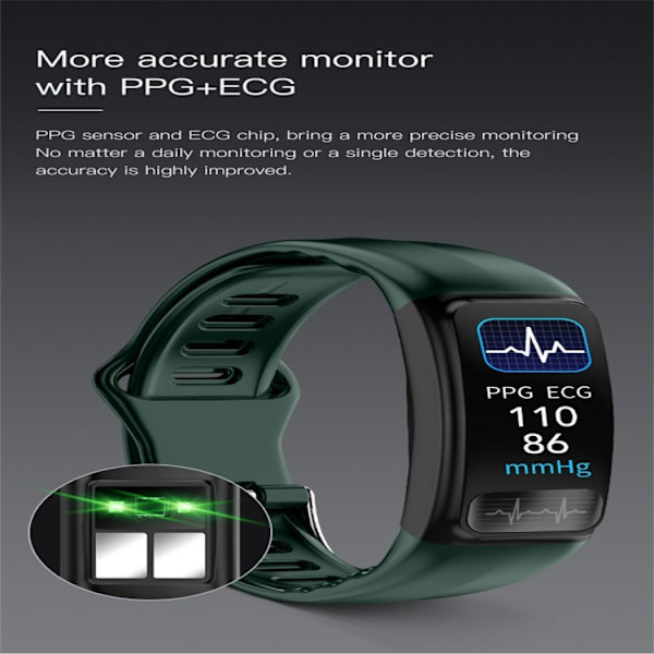 P12 0,96 tum TFT färgskärm Smart Watch IP67 Vattentät Grön
