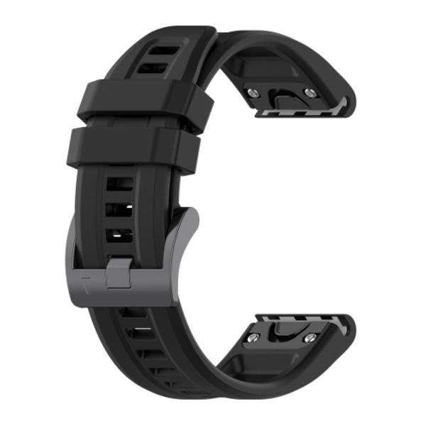 För Garmin Fenix ​​5X Plus 26mm Silicone Sport Pure Color Watch Band Black