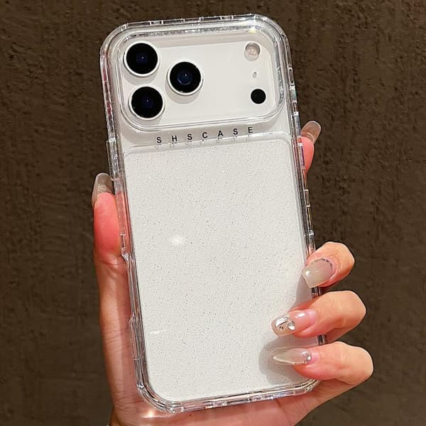 iPhone 18 Pro Max / iPhone 17 Pro Max Skal 3-i-1 TPU + PC med Glitterpulver Transparent