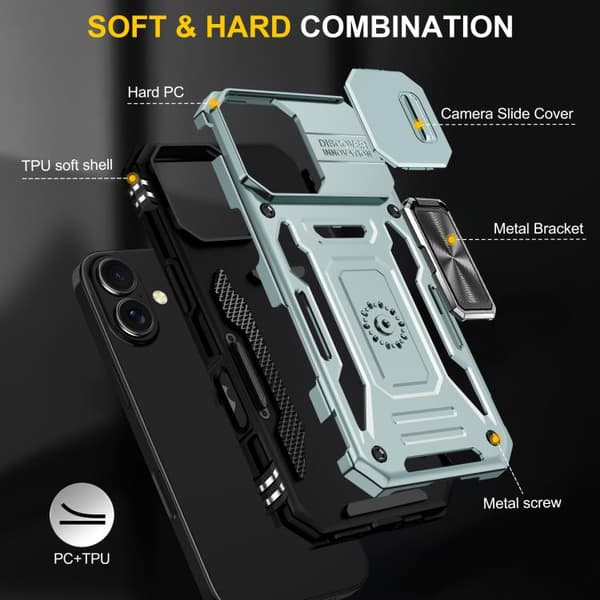 iPhone 17 Skal med Armor PC + TPU Kameraskydd Alpingrön