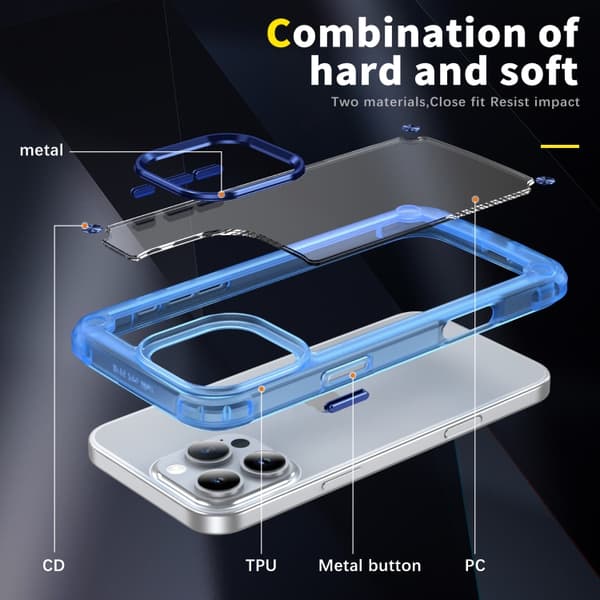 iPhone 16 Pro Skal TPU + PC - Skyddande och Slitstark Mobilskal Transparent blå